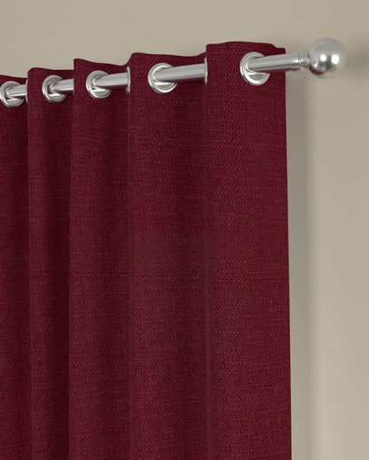 Maroon Solid Regular Polyester Curtains | Set of 2 | Window, Door, Long Door | 5 ft, 7 ft, 9 ft 9 Feet