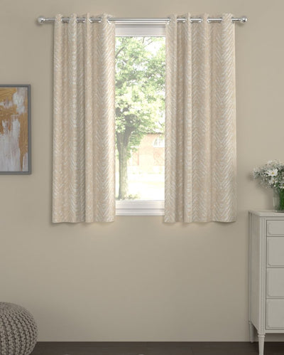 Beige Chevron Regular Polyester Curtains | Set of 2 | Window, Door, Long Door | 5 ft, 7 ft, 9 ft 5 Feet