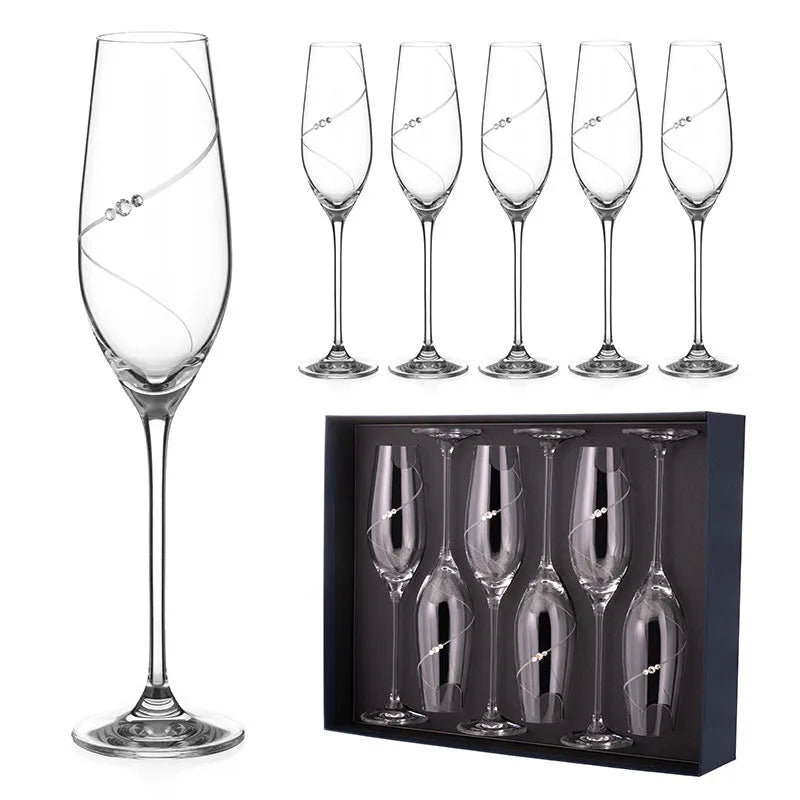 Silhouette Flute  Champagne Glass| Set of 2, 6 | 210ml Set of 6