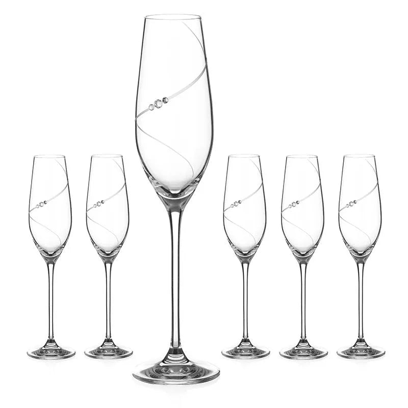 Silhouette Flute  Champagne Glass| Set of 2, 6 | 210ml Set of 6