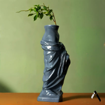 Timeless Grey Venus de Milo Ceramic Vase Without Flower | 5 x 4 x 11 inches