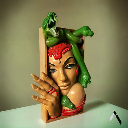 Mystical Multicolor Medusa Book Nook Ceramic Showpiece | 5 x 2 x 11 inches