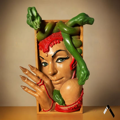 Mystical Multicolor Medusa Book Nook Ceramic Showpiece | 5 x 2 x 11 inches