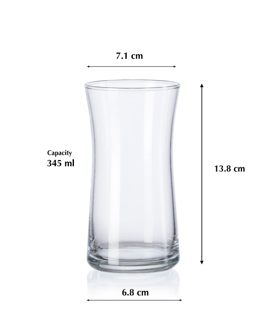 Heybeli Long Drink Water Juice Glasses | Set of 6 | 3 x 5 inches | 345ml