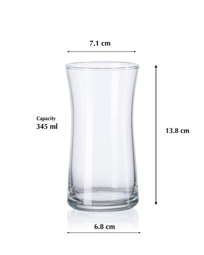 Heybeli Long Drink Water Juice Glasses | Set of 6 | 3 x 5 inches | 345ml