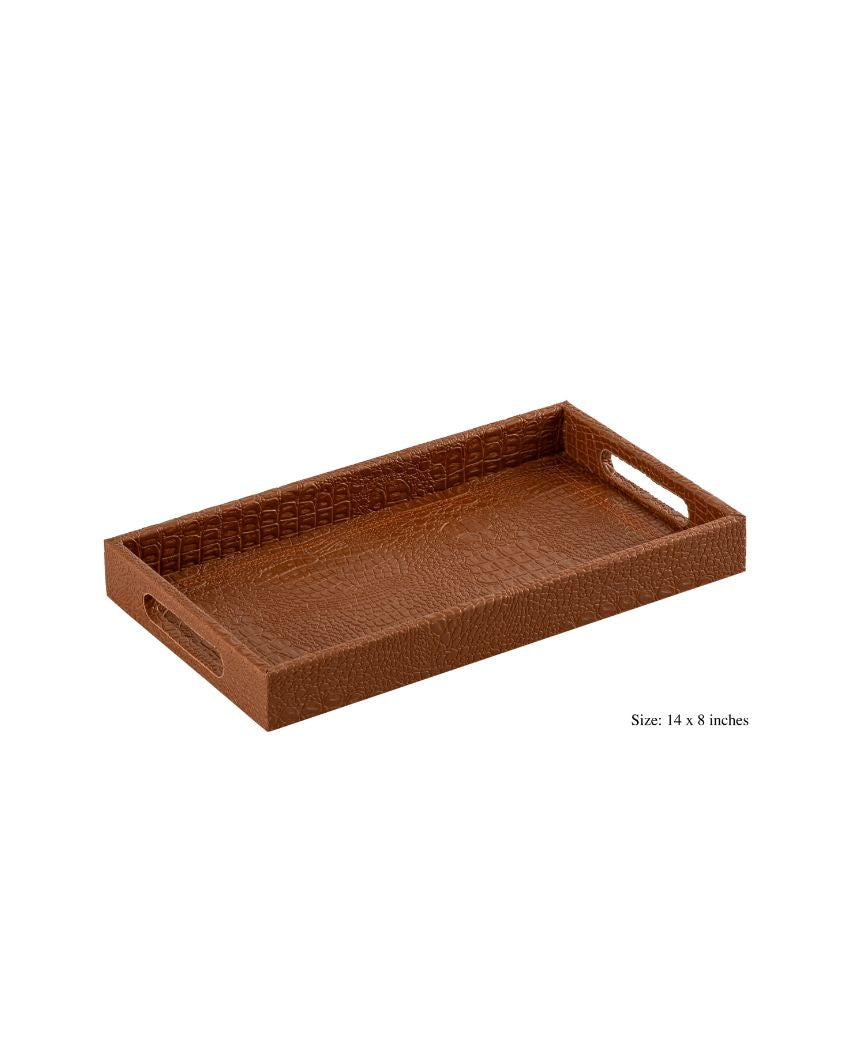 Ambar Luxurious Tan Vegan Leather Serving Tray