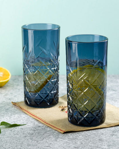 Timeless Long Drink Water Juice Glasses | Set of 2 | 3 x 6 inches | 450ml