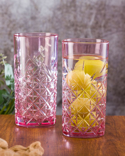 Timeless Long Drink Water Juice Glasses | Set of 2 | 3 x 6 inches | 450ml