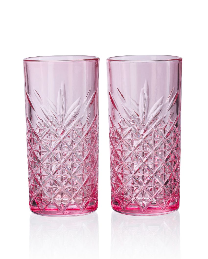 Timeless Long Drink Water Juice Glasses | Set of 2 | 3 x 6 inches | 450ml