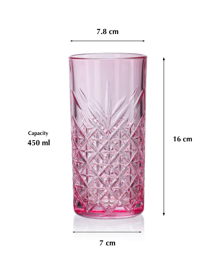 Timeless Long Drink Water Juice Glasses | Set of 2 | 3 x 6 inches | 450ml