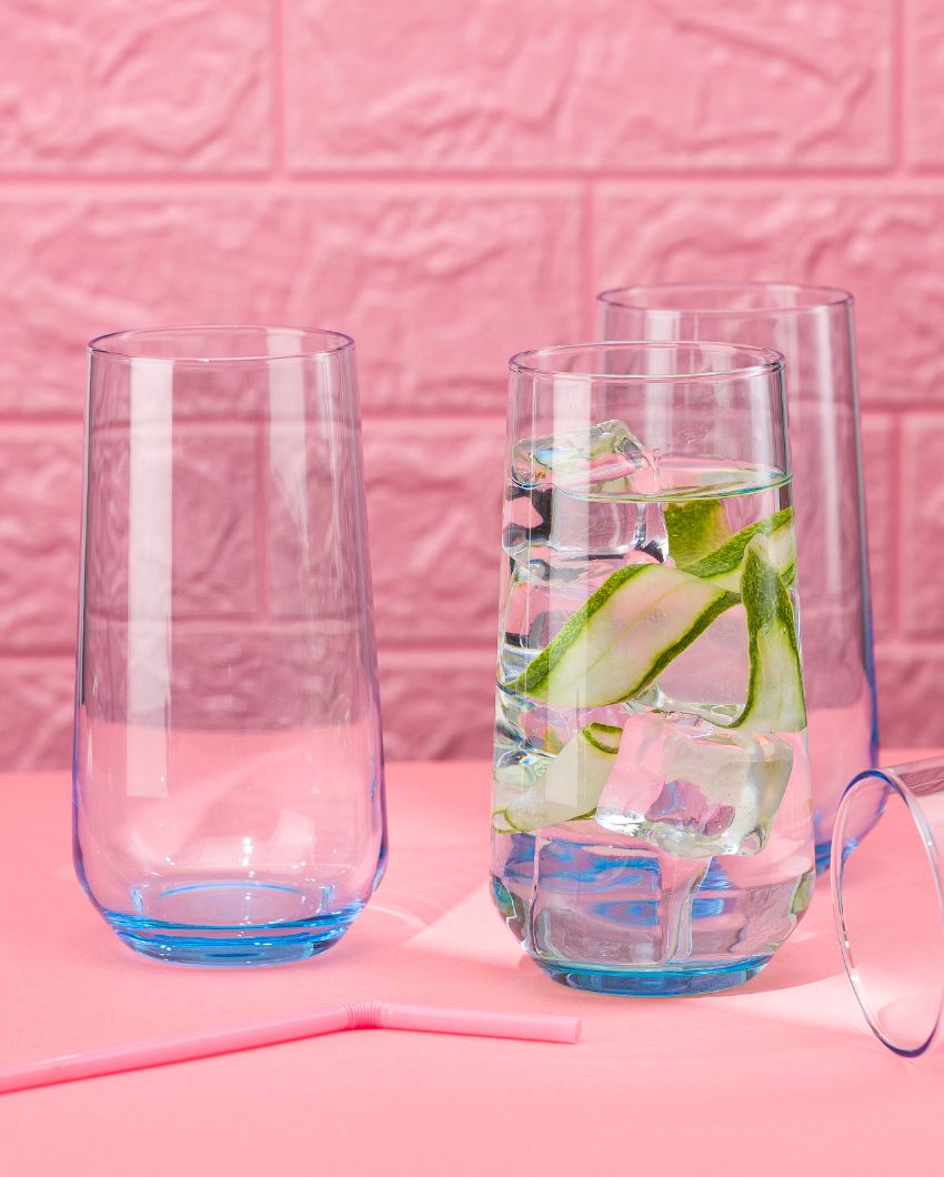 Allegra Long Drink Water & Juice Glasses | Set of 6 | 3 x 6 inches | 470ml