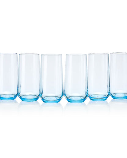 Allegra Long Drink Water & Juice Glasses | Set of 6 | 3 x 6 inches | 470ml