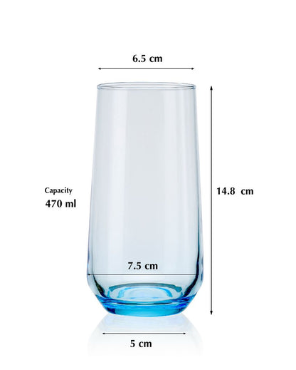 Allegra Long Drink Water & Juice Glasses | Set of 6 | 3 x 6 inches | 470ml