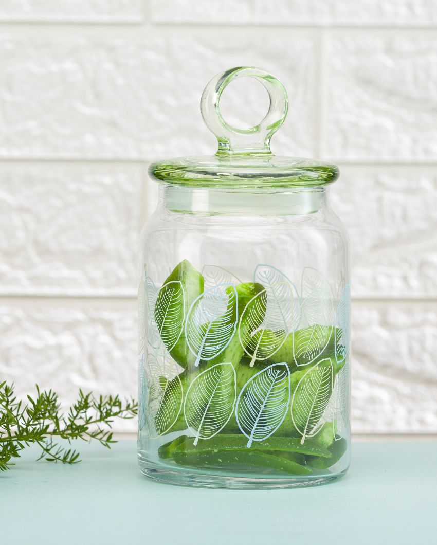 Leaves Spice Pickle Cookies Storage Glass Jar | 4 x 8 inches | 860ml