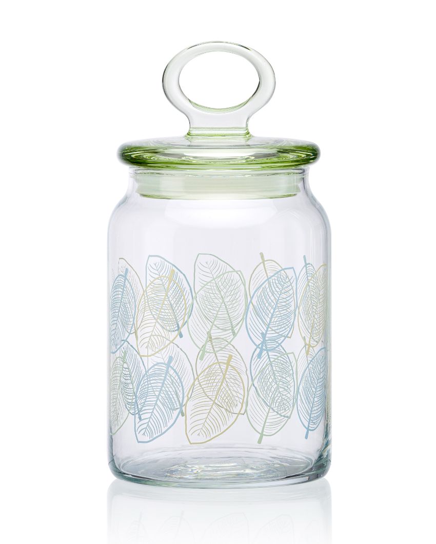 Leaves Spice Pickle Cookies Storage Glass Jar | 4 x 8 inches | 860ml