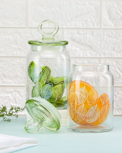 Leaves Spice Pickle Cookies Storage Glass Jar | 4 x 8 inches | 860ml