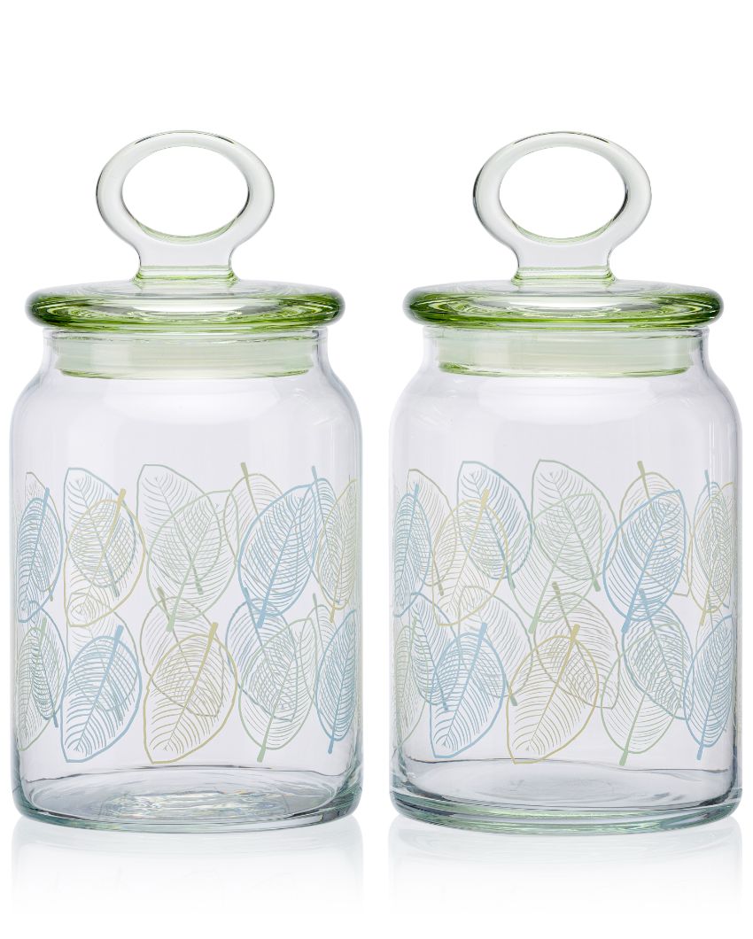 Leaves Spice Pickle Cookies Storage Glass Jar | 4 x 8 inches | 860ml