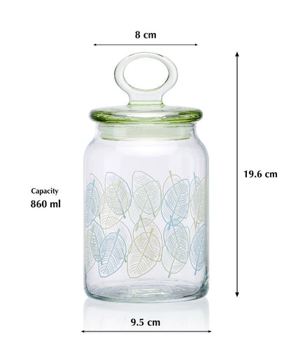 Leaves Spice Pickle Cookies Storage Glass Jar | 4 x 8 inches | 860ml