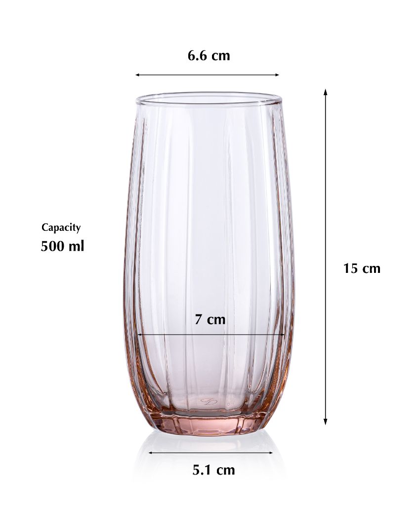 Linka Long Drink Water Juice Glasses | Set of 4 | 3 x 6 inches | 500ml