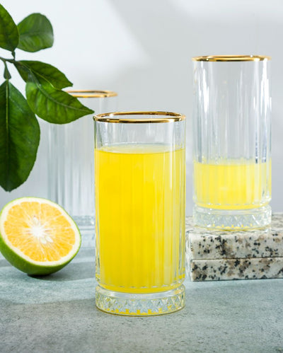 Gold Elysia Water Juice Glasses | Set of 4 | 3 x 5 inches | 280ml