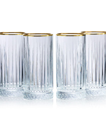 Gold Elysia Water Juice Glasses | Set of 4 | 3 x 5 inches | 280ml