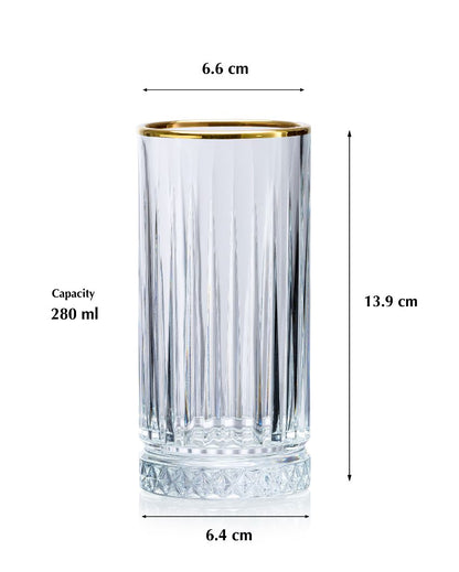 Gold Elysia Water Juice Glasses | Set of 4 | 3 x 5 inches | 280ml