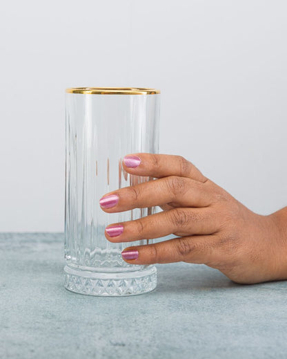 Gold Elysia Water Juice Glasses | Set of 4 | 3 x 5 inches | 280ml