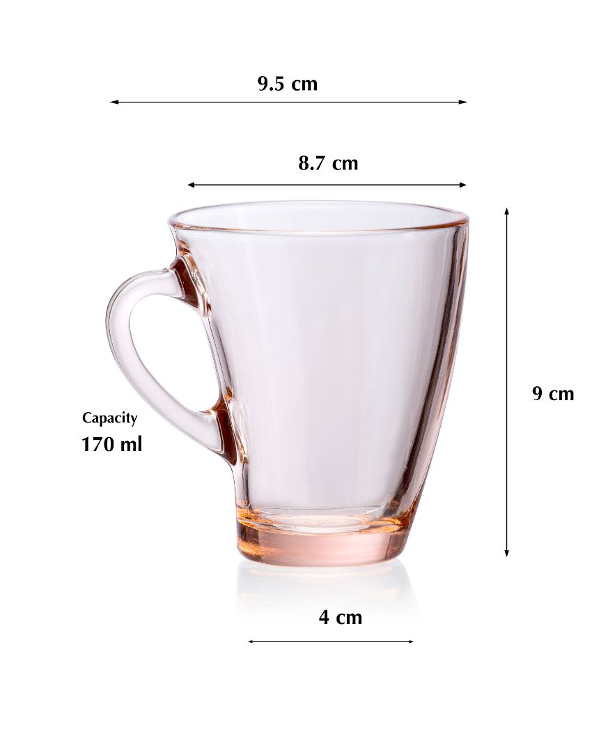 Penguen Glass Tea Coffee Mugs | Set of 6 | 4 x 4 inches | 170ml