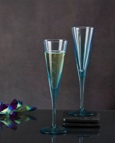 V-Line Champagne Flute Stem Glasses | Set of 2 | 3 x 9 inches | 150ml