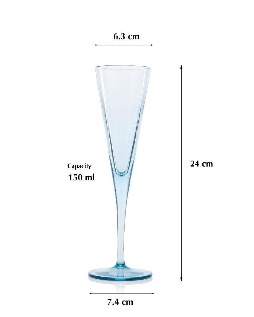 V-Line Champagne Flute Stem Glasses | Set of 2 | 3 x 9 inches | 150ml