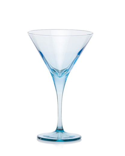 Blue V-Line Martini Stem Glasses | Set of 2 | 4 x 7 inches | 250ml