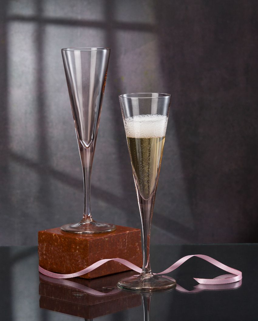 V-Line Champagne Flute Stem Glasses | Set of 2 | 3 x 9 inches | 150ml