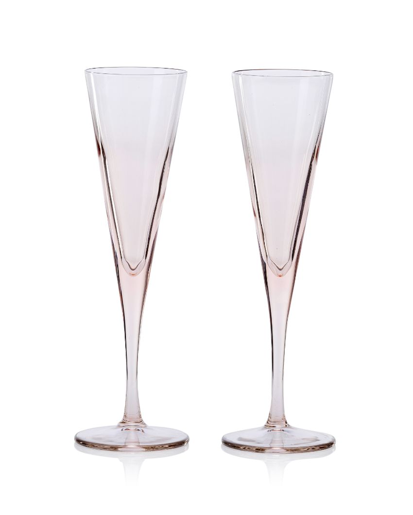 V-Line Champagne Flute Stem Glasses | Set of 2 | 3 x 9 inches | 150ml