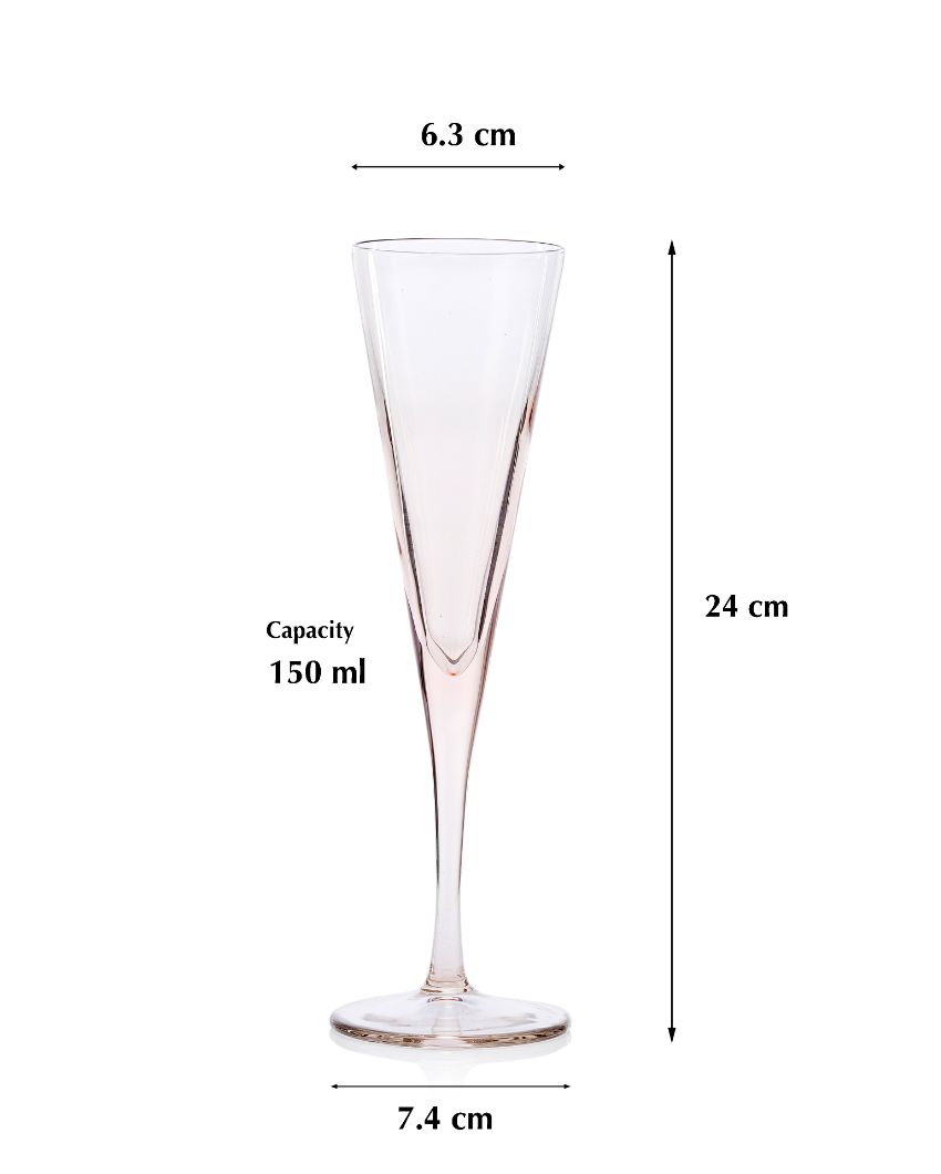 V-Line Champagne Flute Stem Glasses | Set of 2 | 3 x 9 inches | 150ml