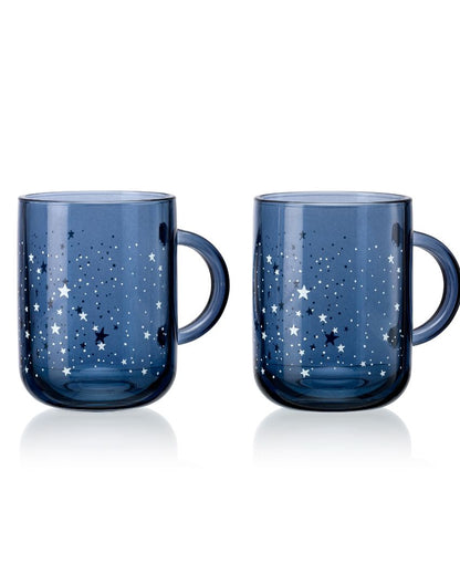 Blue Night Sky Glass Milk Mugs | 4 x 4 inches | 330ml