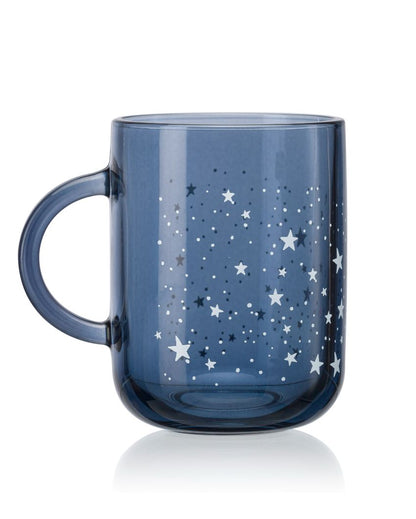 Blue Night Sky Glass Milk Mugs | 4 x 4 inches | 330ml