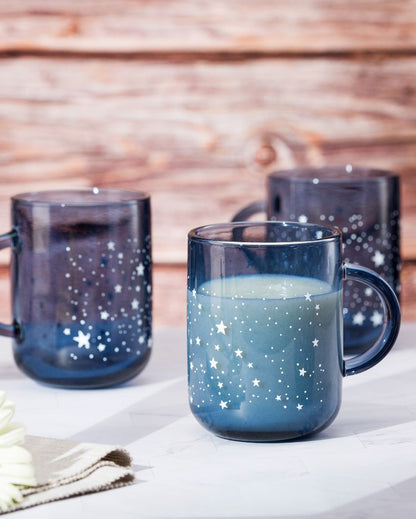 Blue Night Sky Glass Milk Mugs | 4 x 4 inches | 330ml