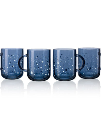 Blue Night Sky Glass Milk Mugs | 4 x 4 inches | 330ml