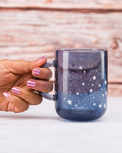 Blue Night Sky Glass Milk Mugs | 4 x 4 inches | 330ml