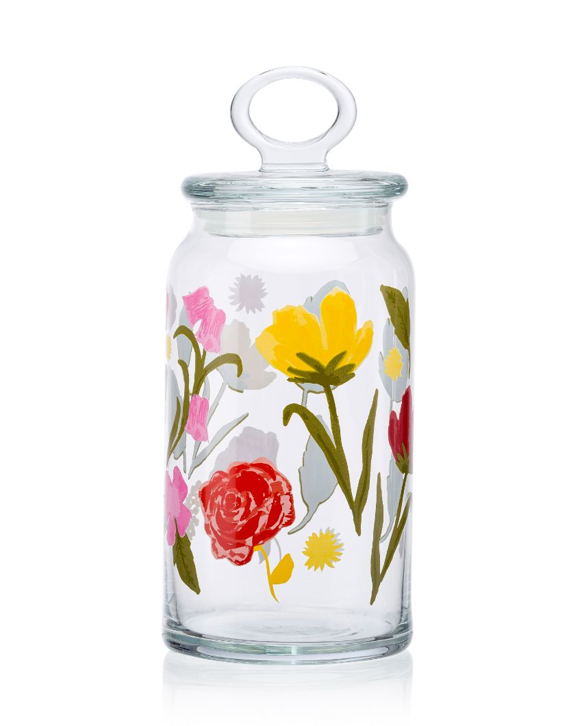 Floral Party Spice Pickle Cookies Storage Glass Jar | 4 x 6 inches | 575ml