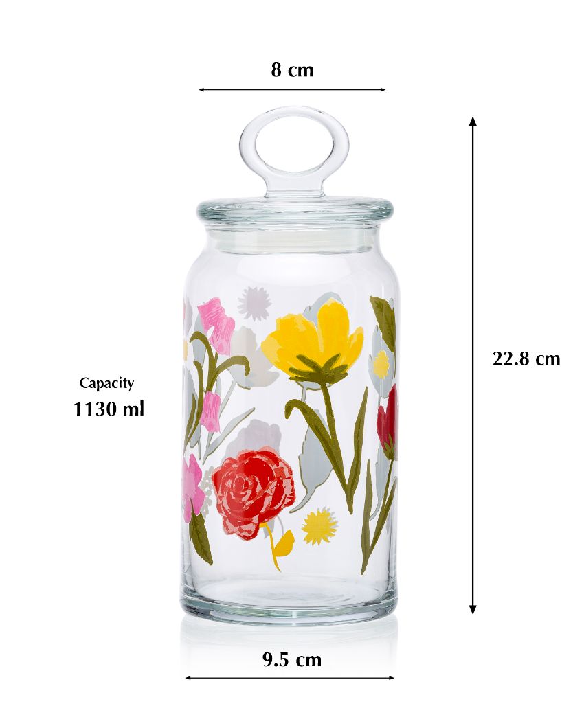 Floral Party Spice Pickle Cookies Storage Glass Jar | 4 x 6 inches | 575ml