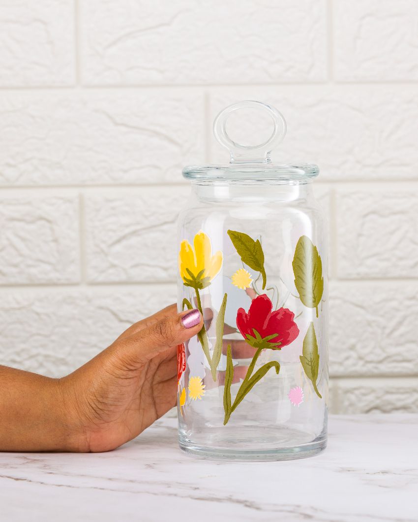 Floral Party Spice Pickle Cookies Storage Glass Jar | 4 x 6 inches | 575ml