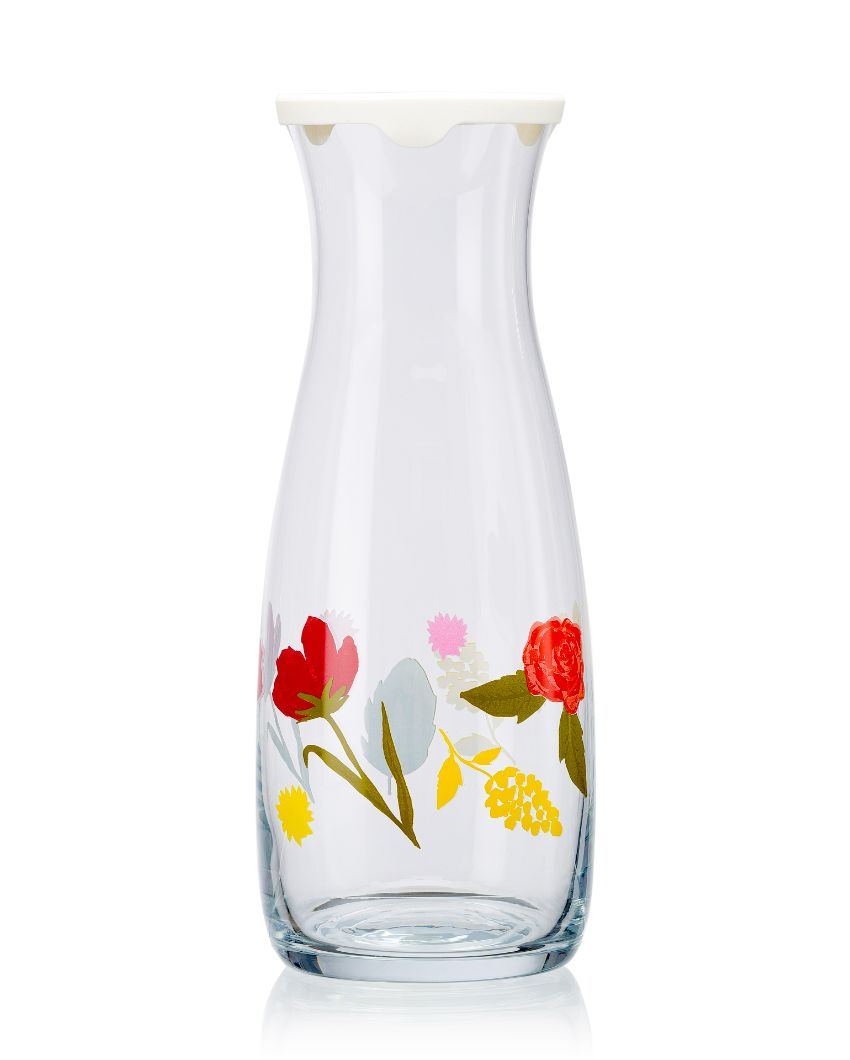 Floral Print Party Glass Carafe Jug | 4 x 10 inches | 1.2L