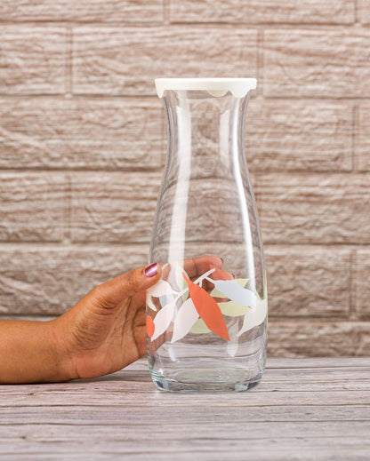 Cotton Candy Printed Glass Carafe Jug With Lid | 4 x 10 inches | 1.2L