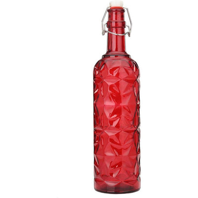 Red Transparent Glass Bottle for Storing Water or Juice Stylish and Functional | 1000 ML | 3 x 13 inches