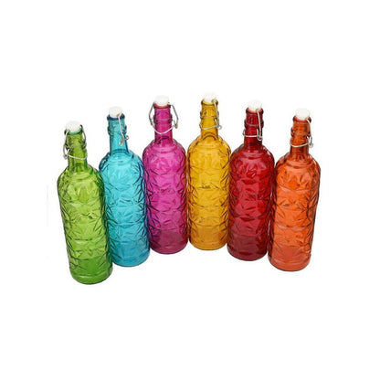 Transparent Glass Water Bottle for Refreshing Drinks Perfect for Daily Hydration | Set of 6 | 1000 ML | 3 x 13 inches