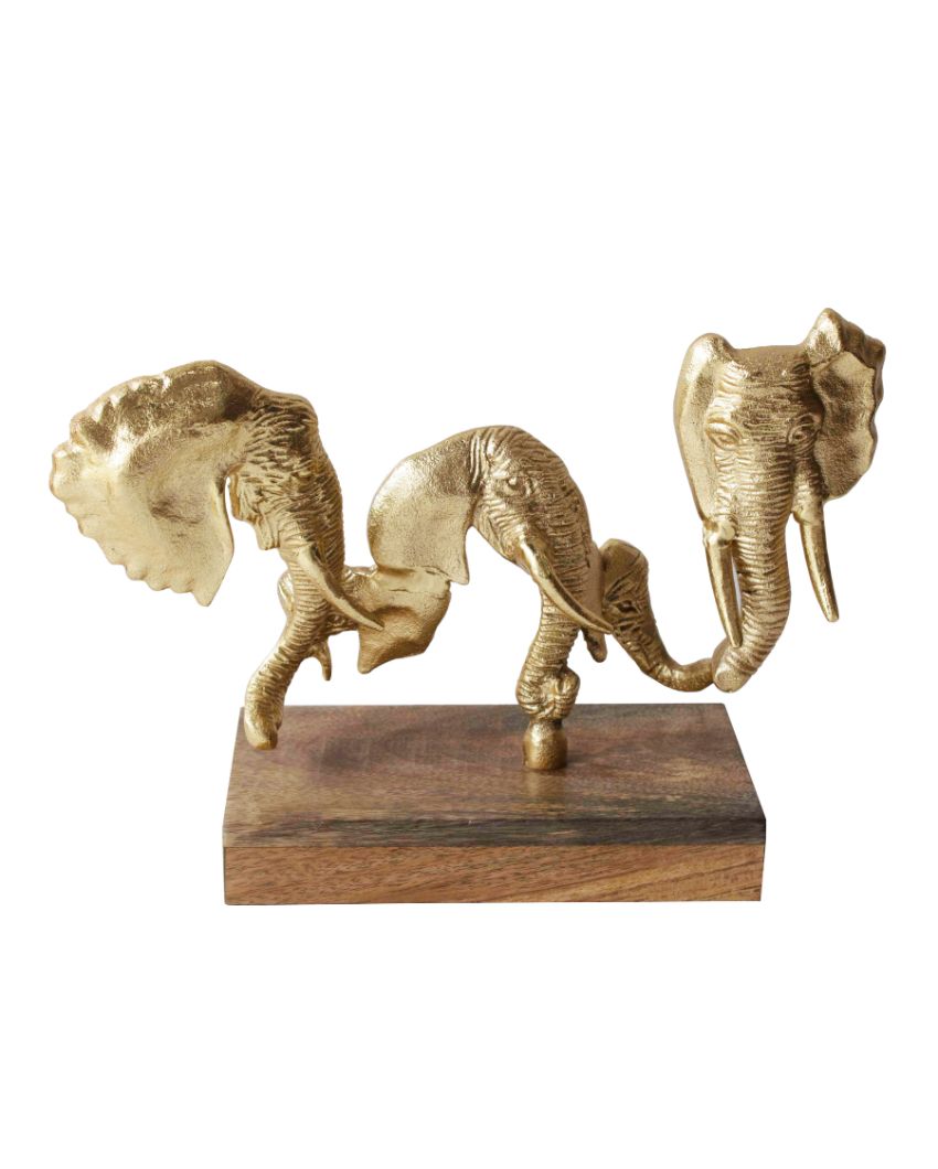 Elephant Aluminum Head On Stand | 14 x 4 inches