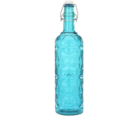 Blue Transparent Glass Water Bottle for Home or Office Classic Design for Daily Use | 1000 ML | 3 x 13 inches