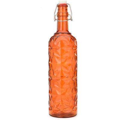 Vibrant Orange Transparent Glass Water Bottle for Refreshments Large Capacity | 1000 ML | 3 x 13 inches