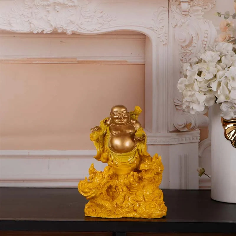 Olivia Premium Feng Shui Laughing Buddha Showpeice Yellow